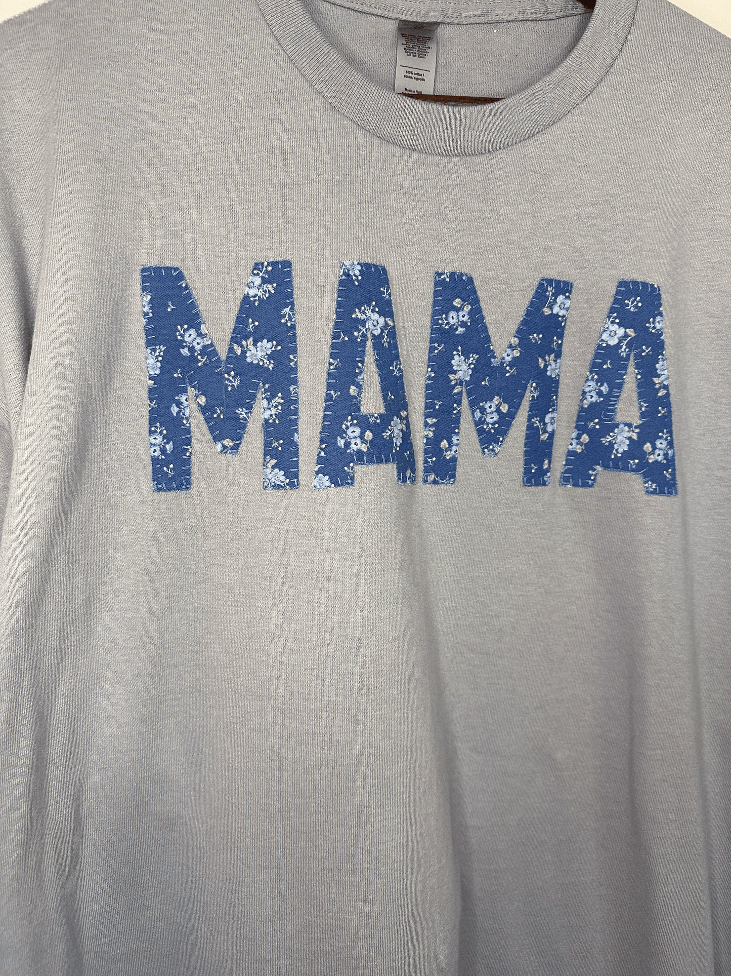 MAMA T-Shirt  (2XL) - Grey & Blue Floral