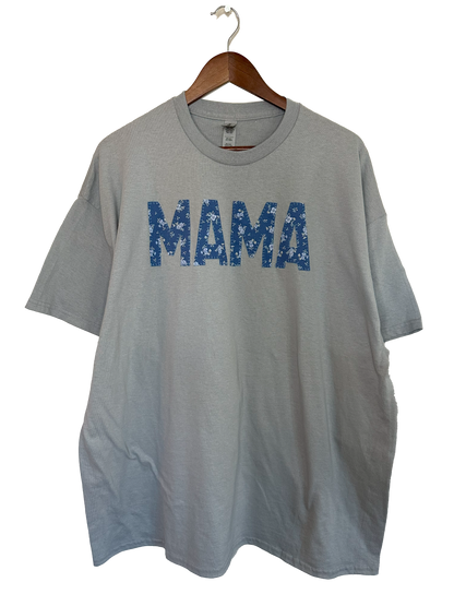 MAMA T-Shirt  (2XL) - Grey & Blue Floral