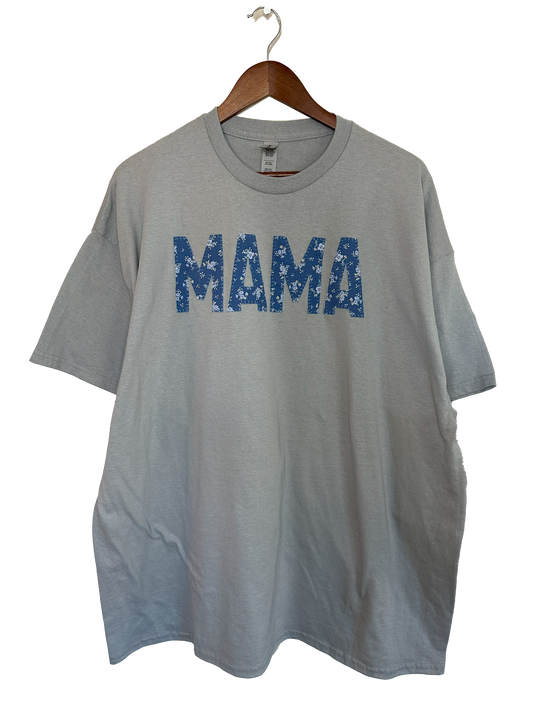 MAMA T-Shirt  (2XL) - Grey & Blue Floral