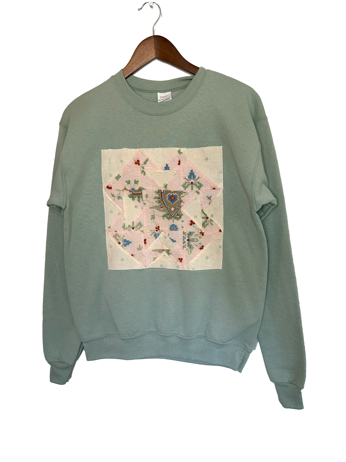 Sage Green Double-T Quilt Block Sweatshirt (Small)