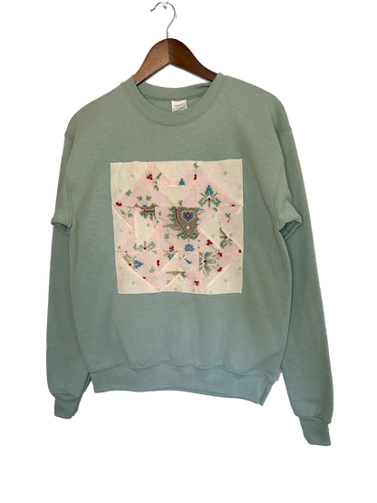 Sage Green Double-T Quilt Block Sweatshirt (Small)