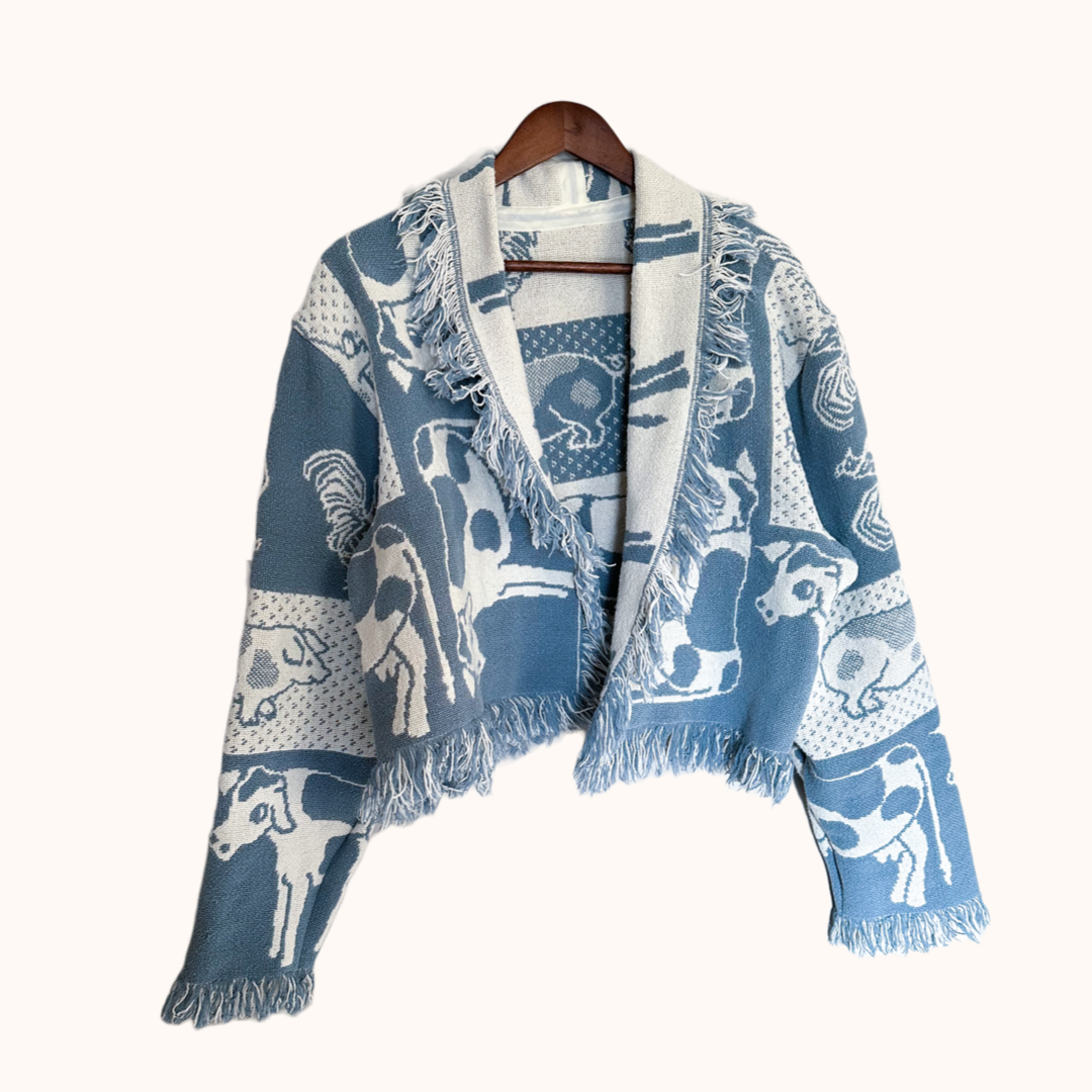 Farm Animal Tapestry Cropped Jacket