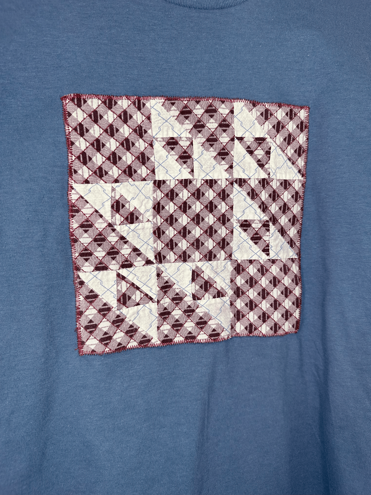 Indigo Old Maid's Puzzle Quilt Block T-Shirt (Medium)