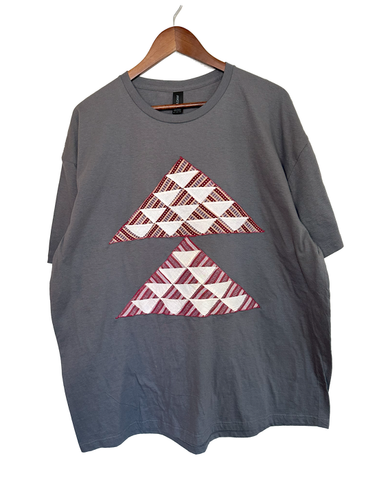 Grey Flying Geese Quilt Block T-Shirt (2XL)