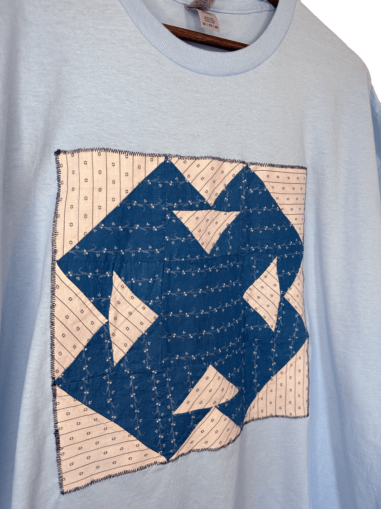 Light Blue Double-T Quilt Block T-Shirt (2XL)