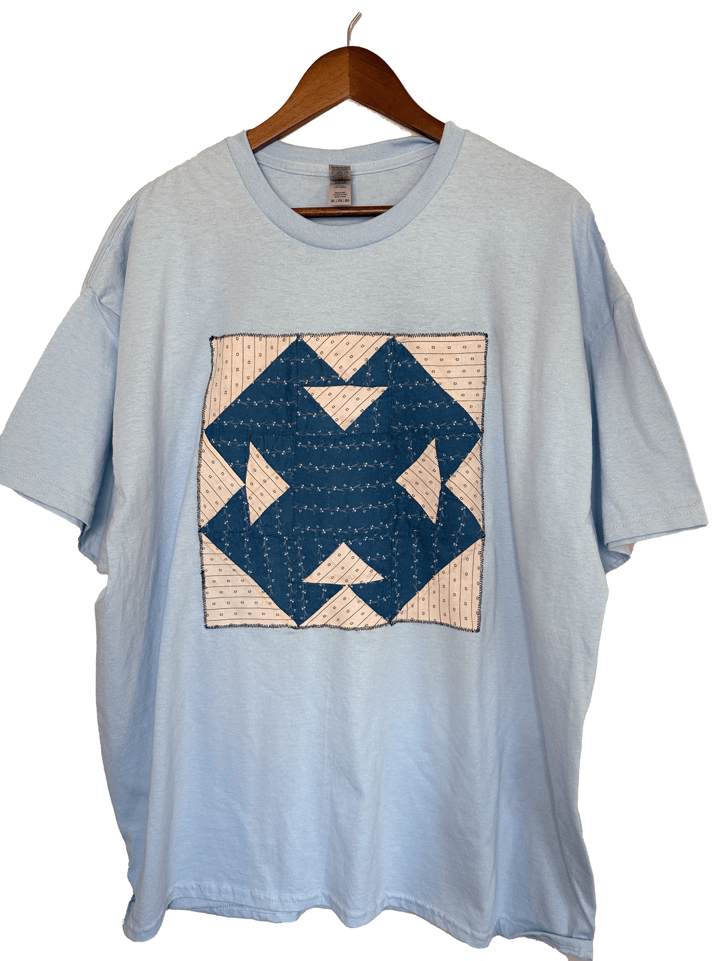 Light Blue Double-T Quilt Block T-Shirt (2XL)