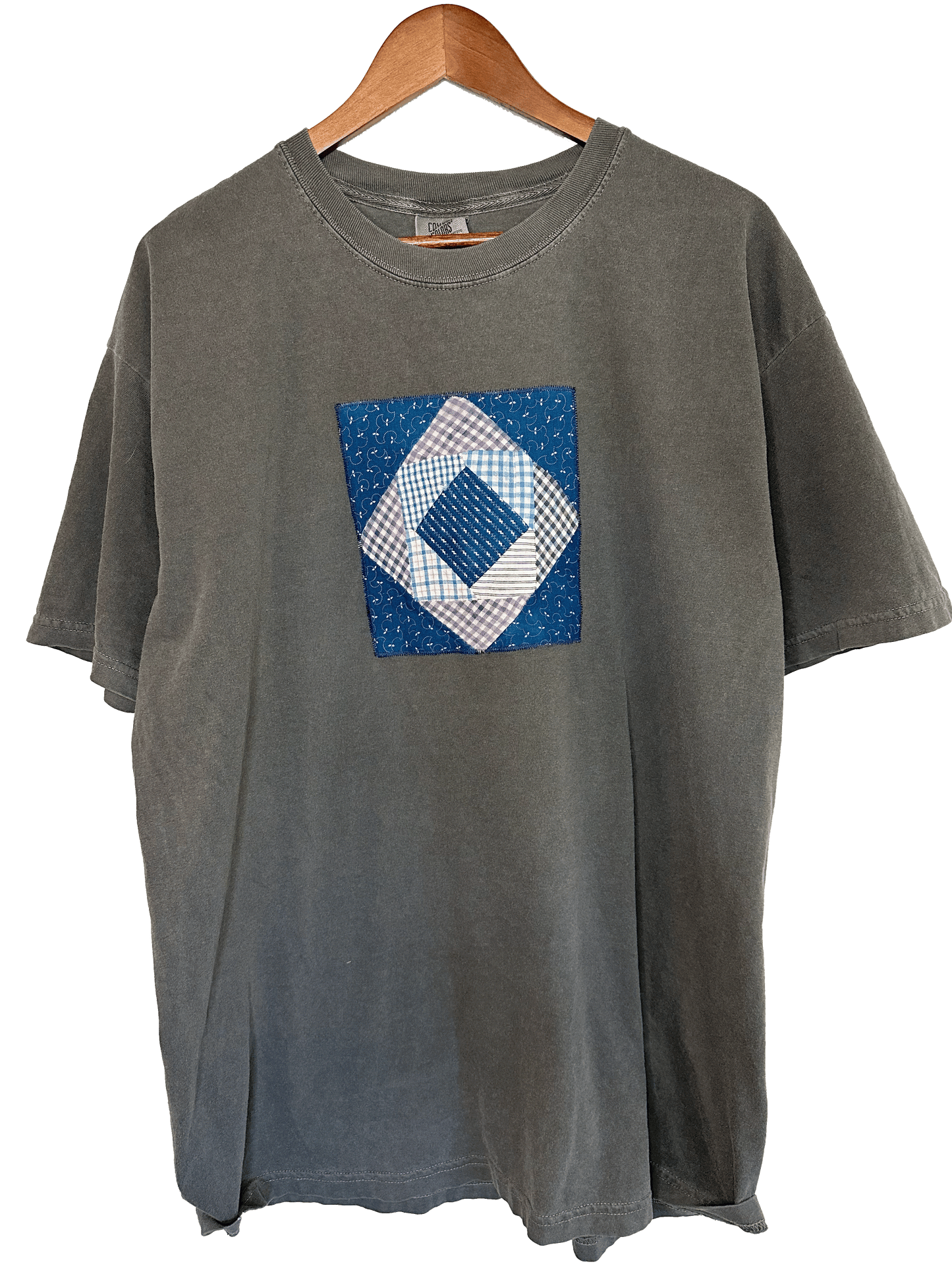 Dark Grey Diamond in the Square Quilt Block T-Shirt (XL)