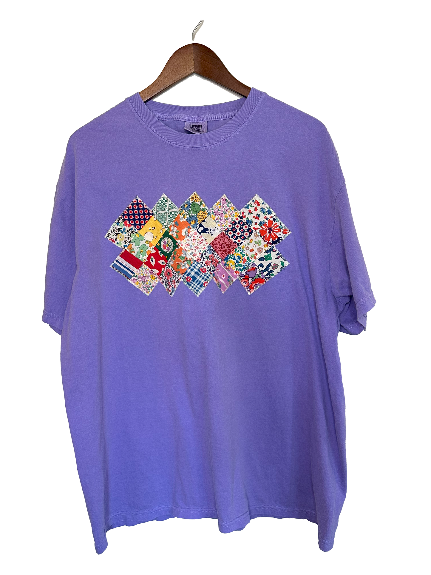 Violet Postage Stamp Quilt Block T-Shirt (XL)