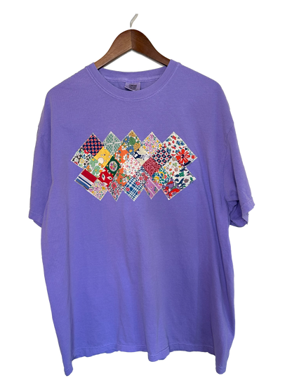 Violet Postage Stamp Quilt Block T-Shirt (XL)