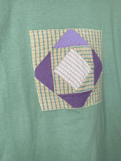 Sage Green Diamond in the Square Quilt Block T-Shirt (Medium)