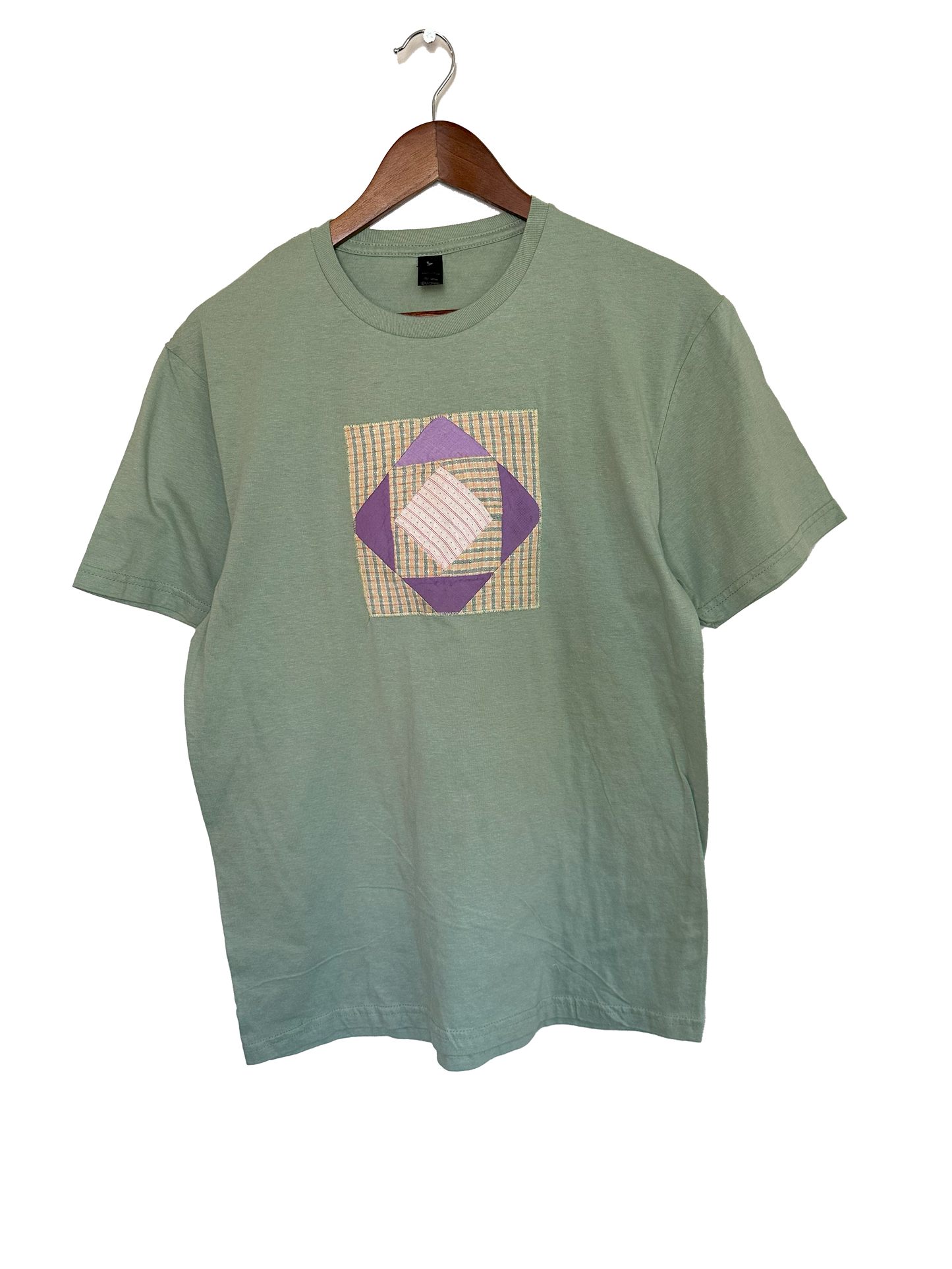 Sage Green Diamond in the Square Quilt Block T-Shirt (Medium)