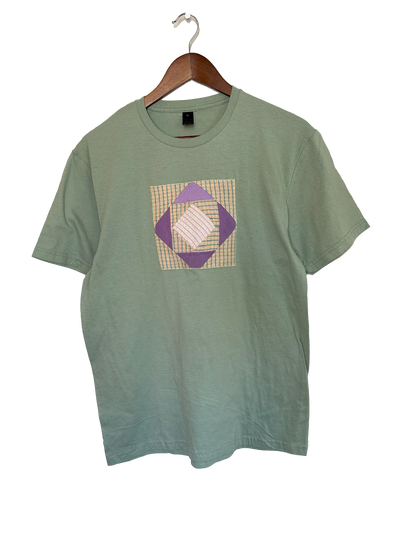 Sage Green Diamond in the Square Quilt Block T-Shirt (Medium)