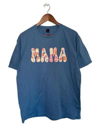 MAMA T-Shirt (Large) - Indigo & Retro Floral