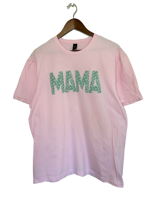 MAMA T-Shirt (Large) - Light Pink & floral